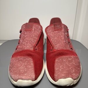 maroon Adidas size 7 shoe, little damage, still very durable.